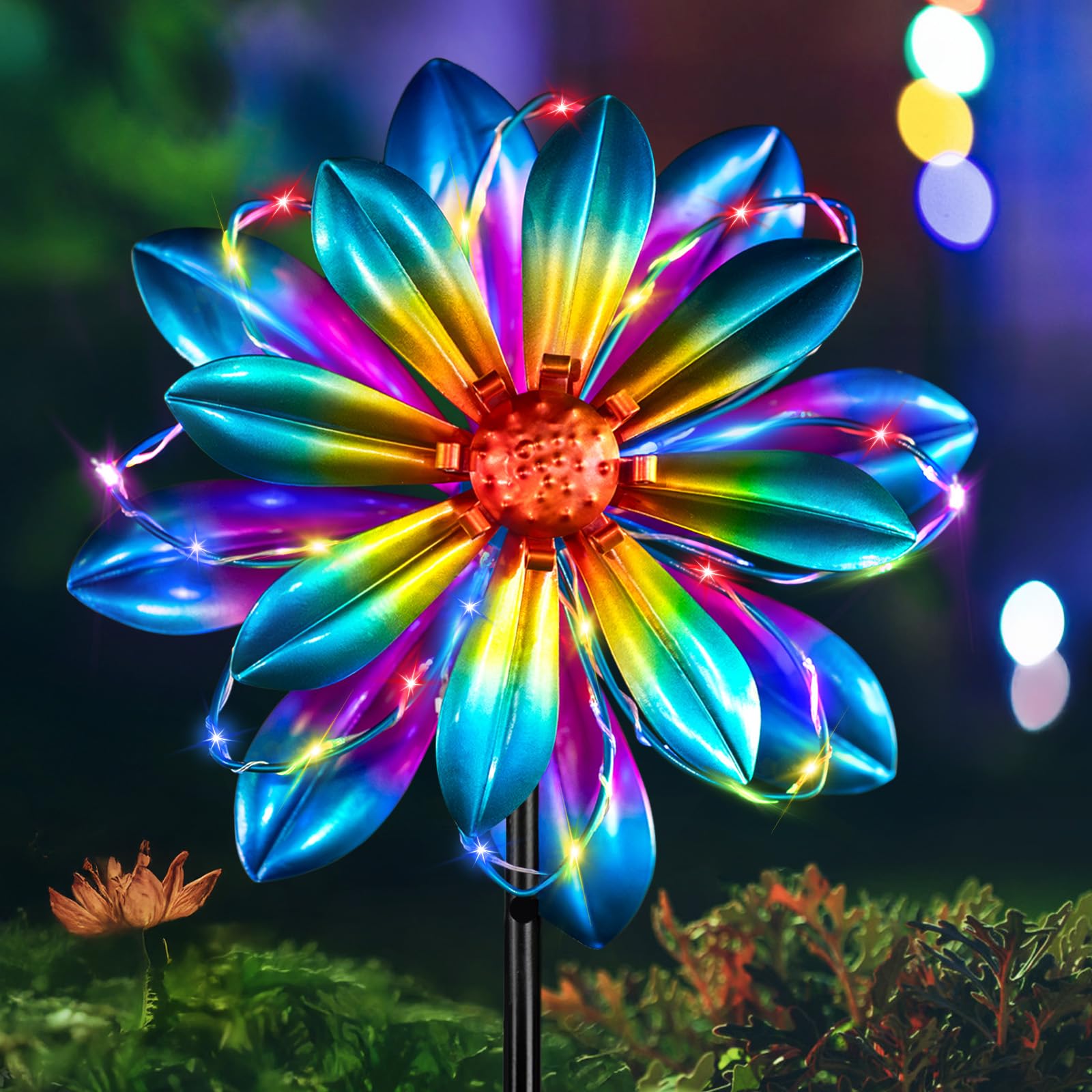 Amazon.com: Flower Solar Wind Spinners- Metal Colorful Spinning